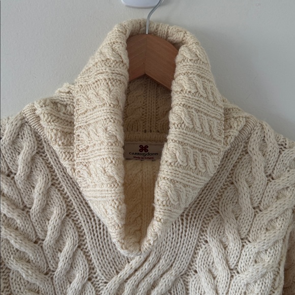 Carraig Donn Turtleneck Sweater Cable Knit 100% Merino Wool Ivory Size Small - Picture 5 of 13